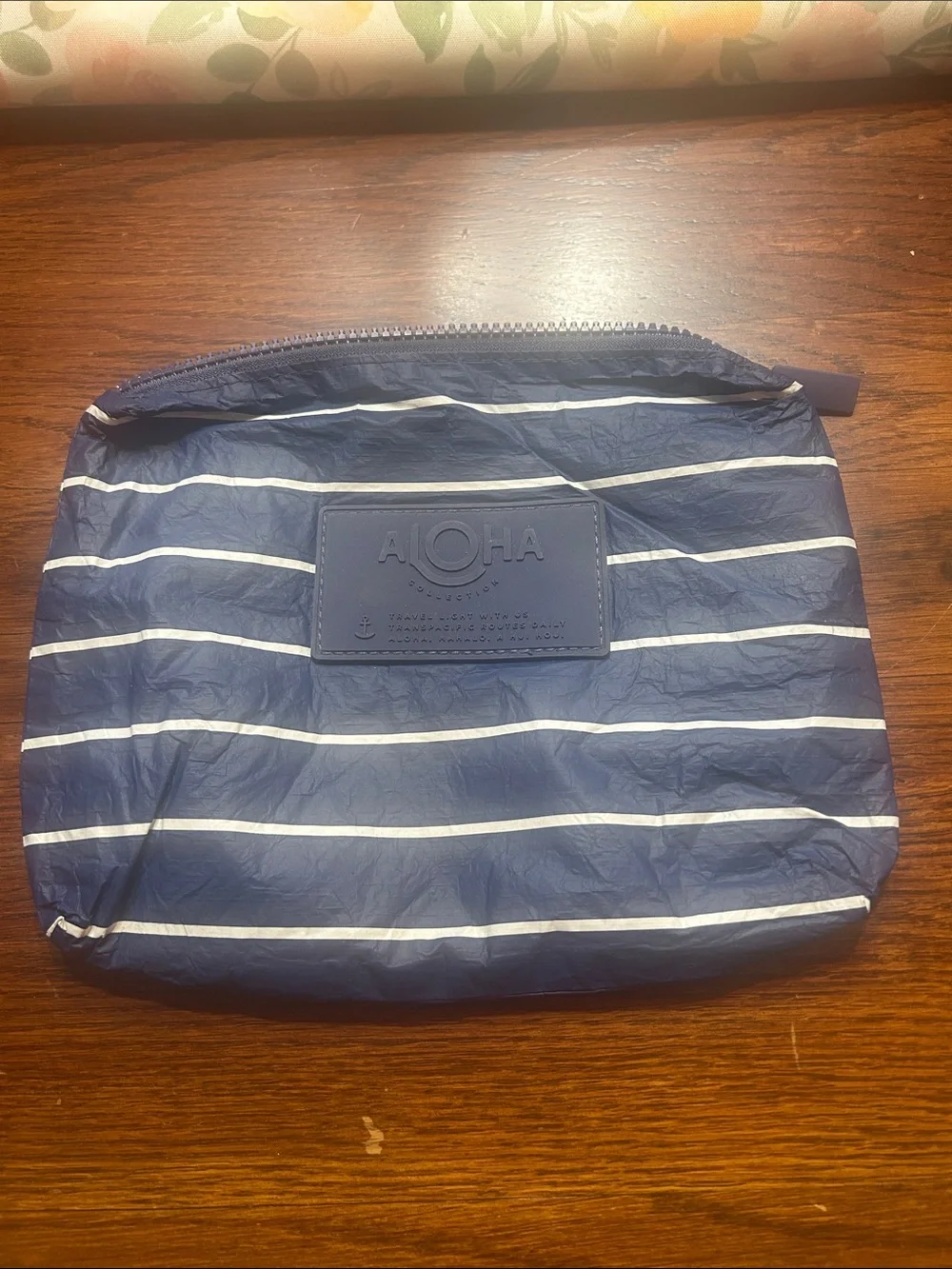 ALOHA Collection Navy Stripe Wet Dry Pouch Small Cosmetic Bag